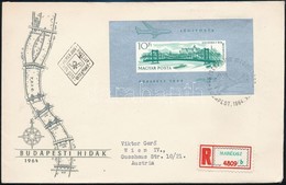 1964 Erzsébet Híd Vágott Blokk Ajánlott FDC-n Bécsbe (20.000) - Sonstige & Ohne Zuordnung