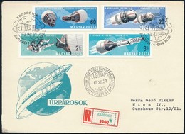 1966 Űrpárosok Vágott Sor 2 Db Ajánlott FDC-n Bécsbe (4.500) - Sonstige & Ohne Zuordnung