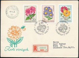 1968 Virág (IX.) - Kerti Virágok Vágott Sor 3 Db Ajánott FDC-n Bécsbe (6.000) - Sonstige & Ohne Zuordnung