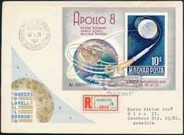 1969 Apollo 11 - Az Első Ember A Holdon (I.) Vágott Blokk Ajánlott FDC-n Bécsbe (6.000) - Sonstige & Ohne Zuordnung