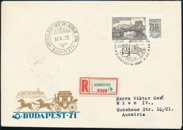 1969 Budapest '71 Vágott Bélyeg Ajánlott FDC-n Bécsbe - Sonstige & Ohne Zuordnung