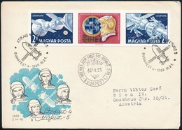 1969 Szojuz 4-5 Vágott Hármascsík FDC-n - Sonstige & Ohne Zuordnung