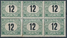 ** 1914 Portó 12f Elfogazott Hatostömb / Postage Due Mi 31 With Shifted Perforation (elvált Fogak / Aparted Perfs.) - Other & Unclassified