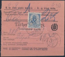 1916 Kétnyelvű Távbeszélőjegy Turul 2K Bérmentesítéssel 'ZÁGRÁB' - Sonstige & Ohne Zuordnung