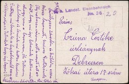 1918 Tábori Posta Képeslap Romániából / Field Postcard From Romania 'K.k. Landst. Eisenbahnsich...' + '1071 A' - Autres & Non Classés