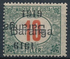 * Baranya I. 1919 Portó 10f Dupla Felülnyomással, Az Egyik Fordított! Bodor Vizsgálójellel (22.500++) - Andere & Zonder Classificatie