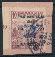 Nyugat-Magyarország II. 1921 Arató 10f Kivágáson, Bodor Vizsgálójellel (7.500) - Other & Unclassified