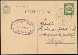 1930 8f Díjjegyes Levelezőlap 'VÁMOSGYÖRK-SZOLNOK 158' Mozgóposta Bélyegzéssel - Andere & Zonder Classificatie