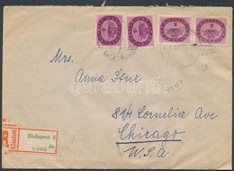 1946 (15.díjszabás) Ajánlott Levél Chicago-ba Budapestről 24x5mP Bérmentesítéssel / Registered Cover To Chicago Franked  - Other & Unclassified