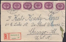 1946 (15.díjszabás) Ajánlott Levél Chicago-ba Budapestről 24x5mP Bérmentesítéssel / Registered Cover To Chicago Franked  - Other & Unclassified