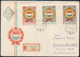 1958 Népköztársasági Címer Sor Ajánlott FDC Ausztriába - Andere & Zonder Classificatie
