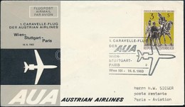 1963 AUA Wien-Stuttgart-Paris Első Repülés Levél - Altri & Non Classificati