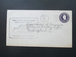 USA 1942 GA / Umschlag Post Office Department Philatelic Exhibit Mailed On Display Car Stempel Goshen Ind. - Brieven En Documenten