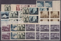 ** 1941-1944 Vágott Bélyegek és Különlegességek 14 Db Klf Négyestömb / Imperforate Stamps And Errors, 14 Different Block - Other & Unclassified