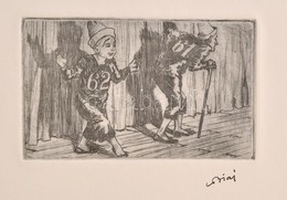 Biai-Föglein István (1905-1974): Bohócok. Rézkarc, Papír, Jelzett, 10×17 Cm - Otros & Sin Clasificación