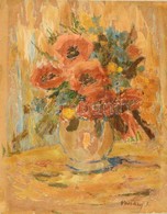 Vaszary Jelzéssel: Virágcsendélet. Olaj, Papír-karton ( Apró Szakadásokkal), 35×28 Cm - Sonstige & Ohne Zuordnung