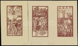 Divéky József (1887-1951): Farsangi Bál. 3 Db Fametszet, Papír, Jelzett A Dúcon, 16×8,5 Cm (3×) - Other & Unclassified