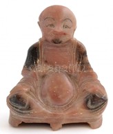 Kis ülő Buddha Szobor, Alabástrom, Kis Kopásokkal, M: 7,5 Cm - Andere & Zonder Classificatie