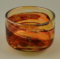 Mdina Fújt Kaspó, Több Rétegű, Jelzett, Hibátlan, M:10 Cm, D:13 Cm - Glas & Kristal