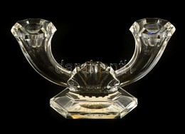 Valsaint Lambert Kétágú Gyertyatartó, Formába öntött, Hibátlan, Jelzett, 18×11 Cm - Glass & Crystal