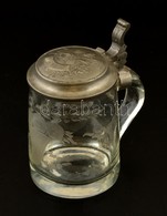 Cca 1900 Ón Fedeles Söröskorsó, Homok Fújt,  Csorba Nélkül, M: 15 Cm - Glas & Kristal