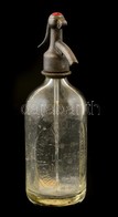 1940 Újpesti Vendéglősök Szikvízgyára R.T. Feliratú (0,5 L.) Szódásüveg Pótolt Fej Résszel, M: 25,5 Cm - Glas & Kristal