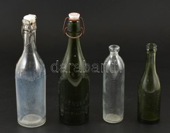 4 Db üveg: Sörös, Cumis, Kristályvizes, Zöld Palack. - Glass & Crystal