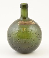 'Zwack J. és Társa Unicum Budapest' Feliratú Színezett üveg, Matrica Maradványával, Kis Kopásokkal, M: 19 Cm - Glas & Kristall