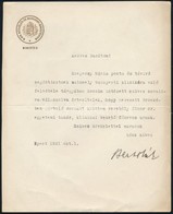 1921 Bp., M. Kir. Népjóléti és Munkaügyi Miniszter, Bernolák Nándor (1880-1951) Aláírása Fejléces Levélen - Unclassified