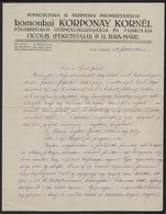 1931 Feketefalu, Komonkai Korponay Kornél Saját Kézzel írt Fejléces Levele - Zonder Classificatie
