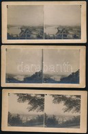Cca 1920 Budapesti Hidak, Látképek, 6 Db Sztereófotó, 8×17 Cm - Sonstige & Ohne Zuordnung