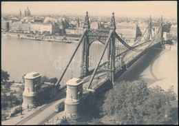 Cca 1930 Budapest, Régi Erzsébet Híd Villamossal, 11,5×16,5 Cm - Sonstige & Ohne Zuordnung