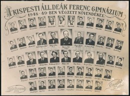 1949 A Kispesti Állami Deák Ferenc Gimnázium Tanárai és Végzős Tanulói, Kistabló Nevesített Portrékkal, Sarkán Sérült, 1 - Sonstige & Ohne Zuordnung