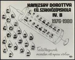 1980 Budapest, Kanizsay Dorottya Eü. Szakközépiskola Tanárai és Végzett Növendékei, Kistabló Nevesített Portrékkal, 24x3 - Sonstige & Ohne Zuordnung