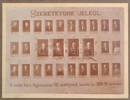 1919 Zenta, A Községi Főgimnázium Tanárai és Diákjai, Kistabló Nevesített Portrékkal, 16,5x22,5 Cm, Karton 30x35 Cm - Sonstige & Ohne Zuordnung