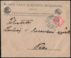 1913 Beregszász, Meisels Lajos Gyógyszerész Szőlőszete Boríték. - Publicidad
