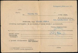 1944 Svéd Vöröskereszt általi Beutaló Zsidó Gyermek Részére, 1944. Nov. 15., Hajtásnyommal / Swedish Red Cross Document  - Other & Unclassified