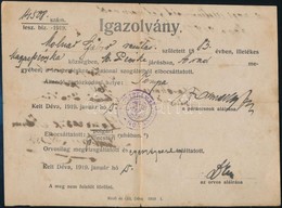 1919-1936 2 Db Katonai Irat:
1919 Déva, Elbocsátási Igazolás, Pecséttel.+1936 Pesterzsébet, Levente Igazolás. - Altri & Non Classificati