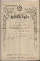 1901 Hadnagyi Kinevezés Nagysági Sághy-Russek Aurél, A 76. Salis-Soglio Gyalogezred Tartalékosa Részére - Sonstige & Ohne Zuordnung