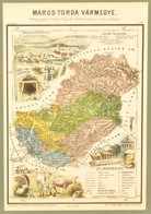 Maros-Torda Vármegye Közigazgatási Térképe, Színezett Fametszet, Paszpartuban, Plexizett Fa Keretben, 34,5×23 Cm - Other & Unclassified