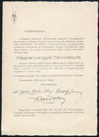 1933 Bp., Magyar-Lengyel Táncestély Rendezőbizottsága által Küldött Védnöki Felkérés - Ohne Zuordnung