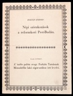 Zoltán József: Népi Szórakozások A Reformkori Pest-Budán. (Az 1959-ben Készült Tanulmány Első Kiadása.) Gaal György A Tu - Zonder Classificatie