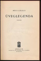 Mécs László: Üveglegenda. Versek. Bp.,é.n., Athenaeum. Átkötött Félvászon-kötés, Ex Libris-szel. - Ohne Zuordnung