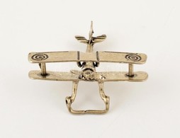 Ezüst(Ag) Miniatűr Repülő, Jelzett, 4×3,5 Cm, Nettó: 9,1 G - Other & Unclassified