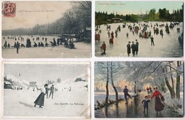 ** * 6 Db RÉGI Téli Sport Motívumlap: Jégkorcsolya / 6 Pre-1945 Winter Sport Motive Postcards: Ice Skating - Ohne Zuordnung