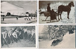 ** * 6 Db RÉGI Téli Sport Motívumlap: Jéghoki, Szánkó / 6 Pre-1945 Winter Sport Motive Postcards: Ice Hokey And Sledding - Ohne Zuordnung