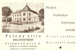 ** T2/T3 Balatonfüred, Zsigmond Utca 10. Feledy Villa, Szálloda Reklámja (EK) - Unclassified