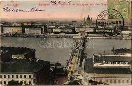 * T2/T3 1905 Budapest, Madártávlatból, Lánchíd. TCV Card (fl) - Unclassified