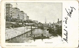 T3 1900 Budapest V. Ferenc József Rakpart, Gőzhajók. Kiadja Rudas Gusztáv (kopott Sarkak / Worn Corners) - Unclassified