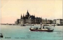 ** T1/T2 Budapest V. Országház, Parlament, 'Vigadó' átkelő Gőzös. Photobrom No. 96. - Ohne Zuordnung